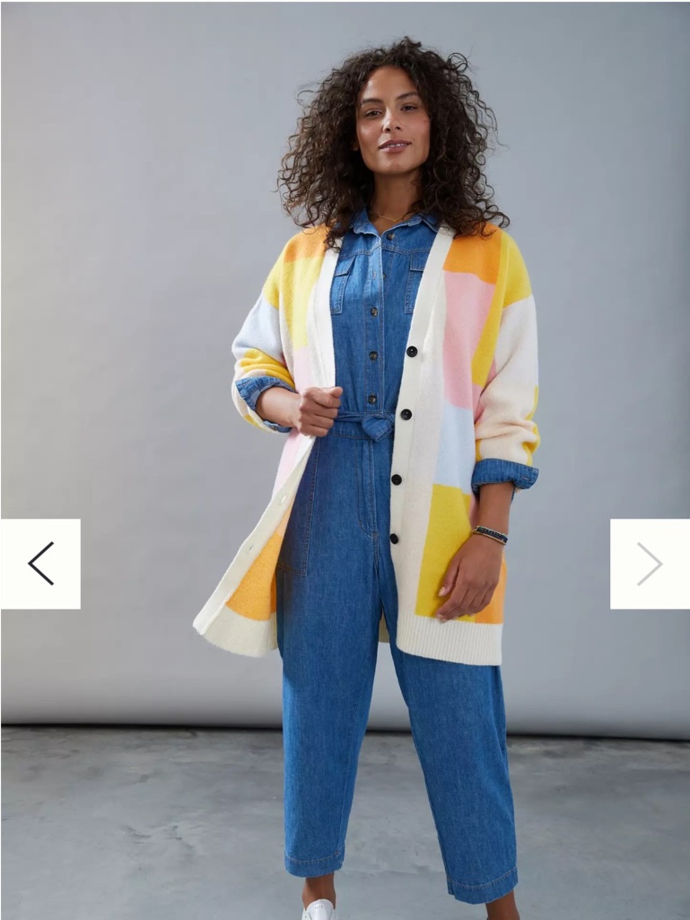 AMADI by Anthropology Pastel Colorblock Knit Cardigan in Yellow, Pink, Cream